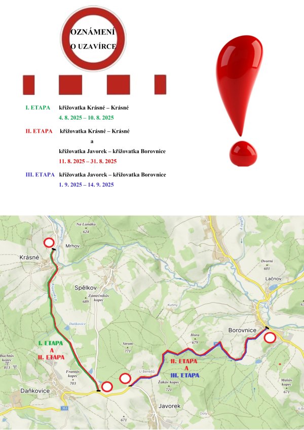 Uzavírky mapka